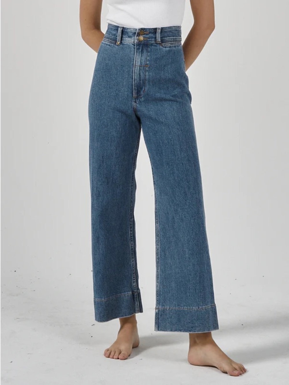 Thrills High-Rise Wide Leg Jeans - Blue Denim